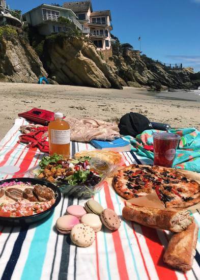 Picnics in Laguna Beach Picnic Spread on the beach